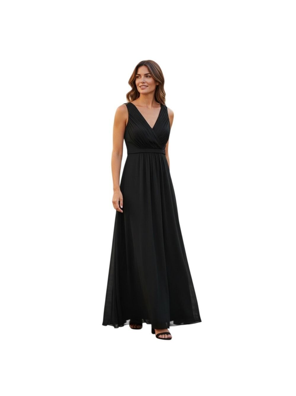 Christina Wu Celebration Chiffon A-Line Pleated V-Neck Formal Dress Sz 8